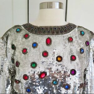 Vintage Sequin Colorful Gem Jewel Top